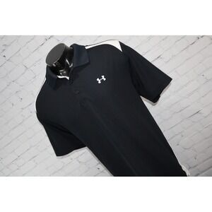 Under Armour Golf Polo Men 2XL Black Loose HeatGear Performance Polyester